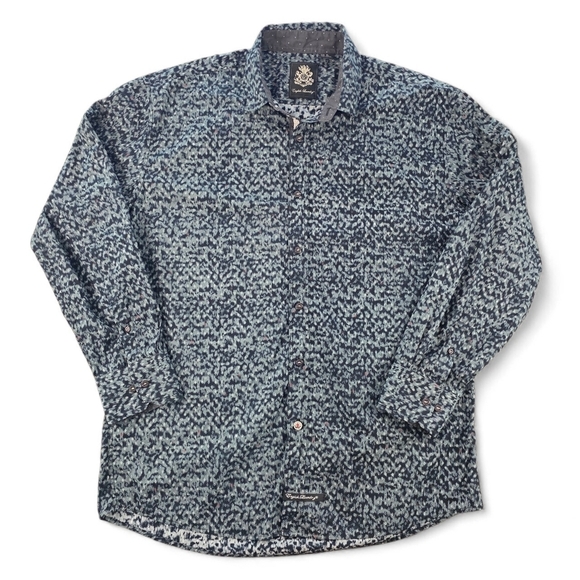 English Laundry Other - English Laundry Men’s Long Sleeve Shirt XL Geometric Microprint Navy Gray Button